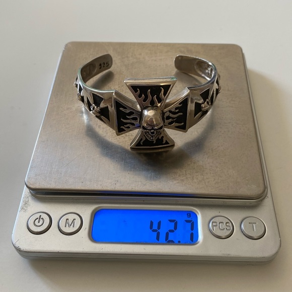 925 Silver bangle skull bracelet skulls 925 sterling - Picture 4 of 8